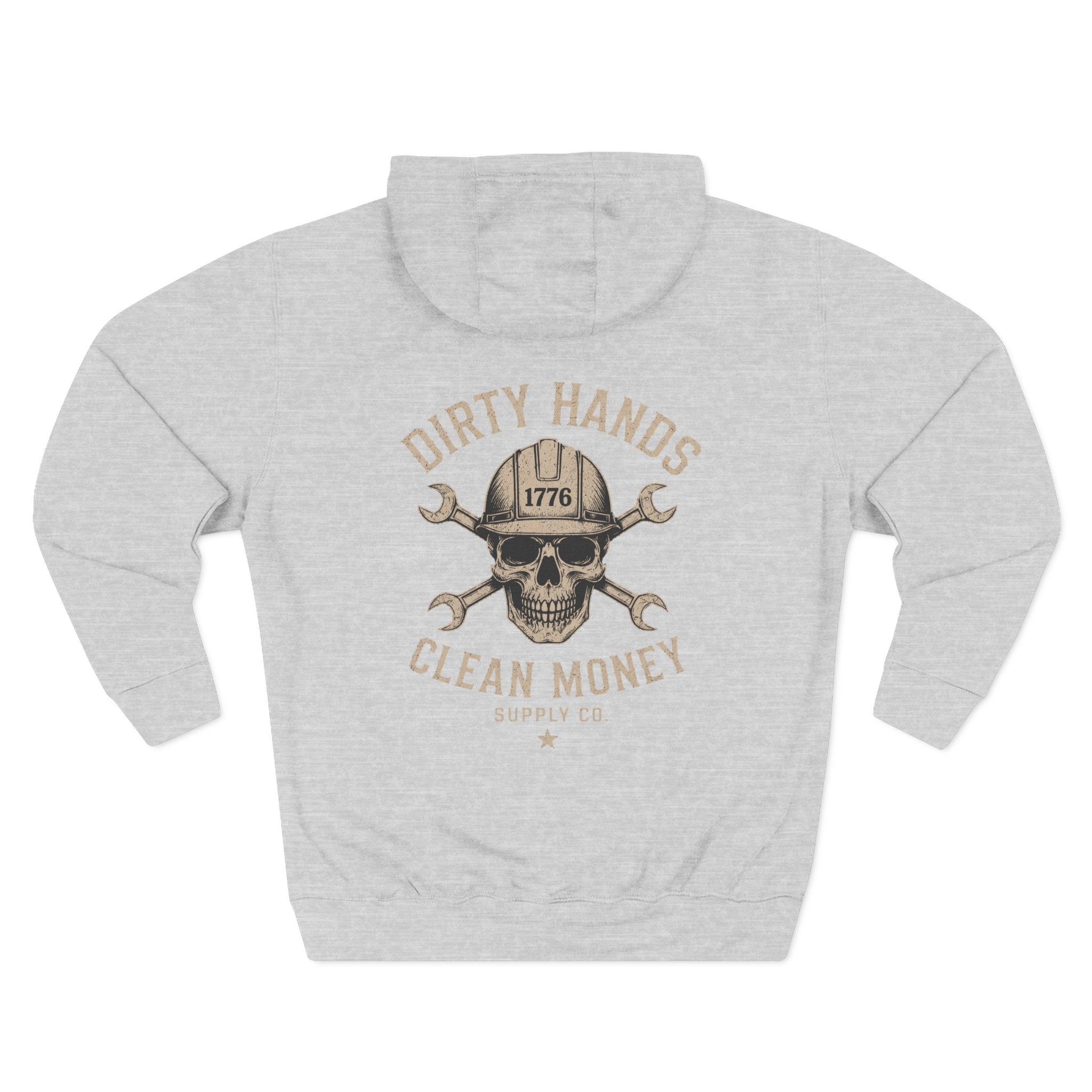Dirty Hands Clean Money Hoodie — Vintage Skull & Wrenches Workwear Pullover