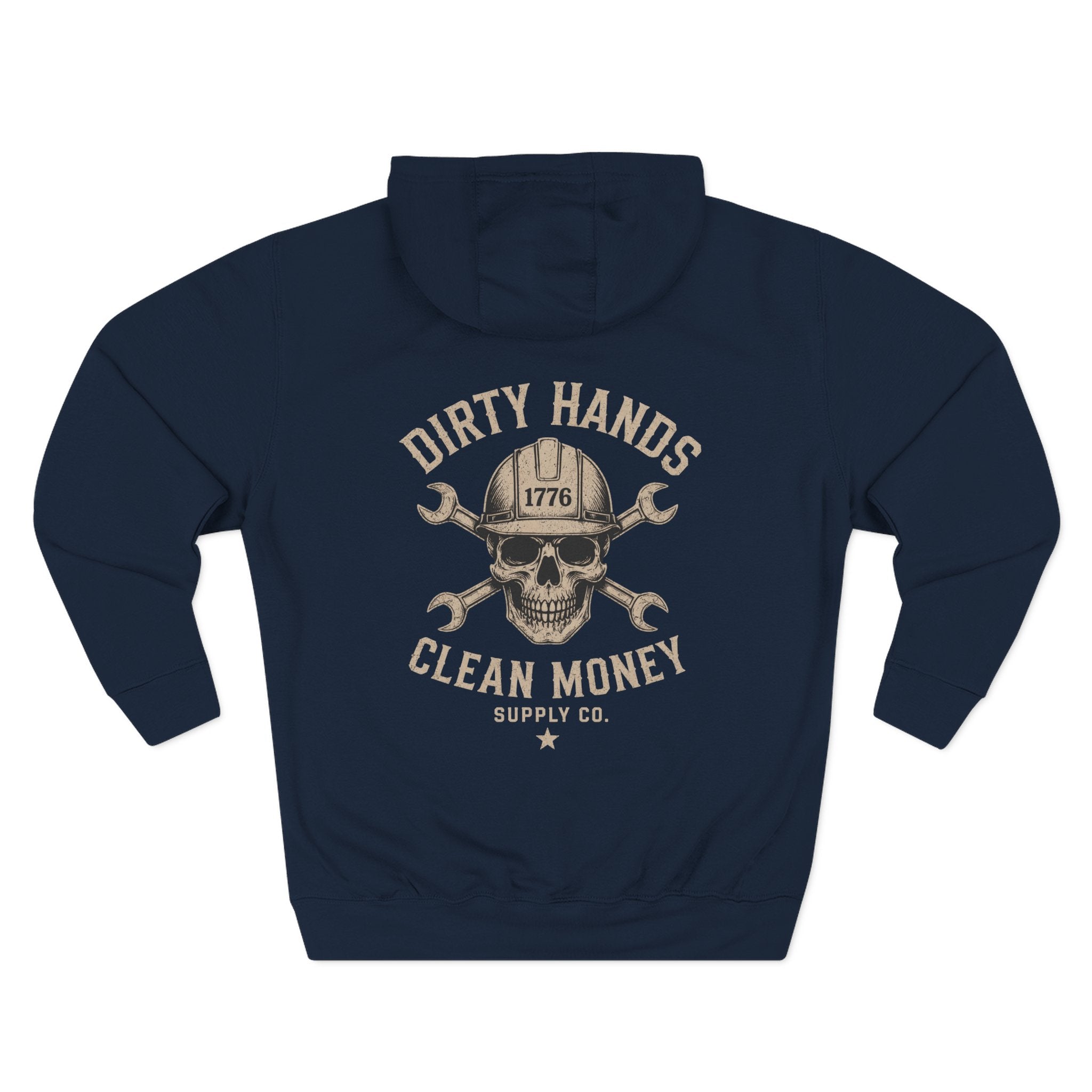Dirty Hands Clean Money Hoodie — Vintage Skull & Wrenches Workwear Pullover