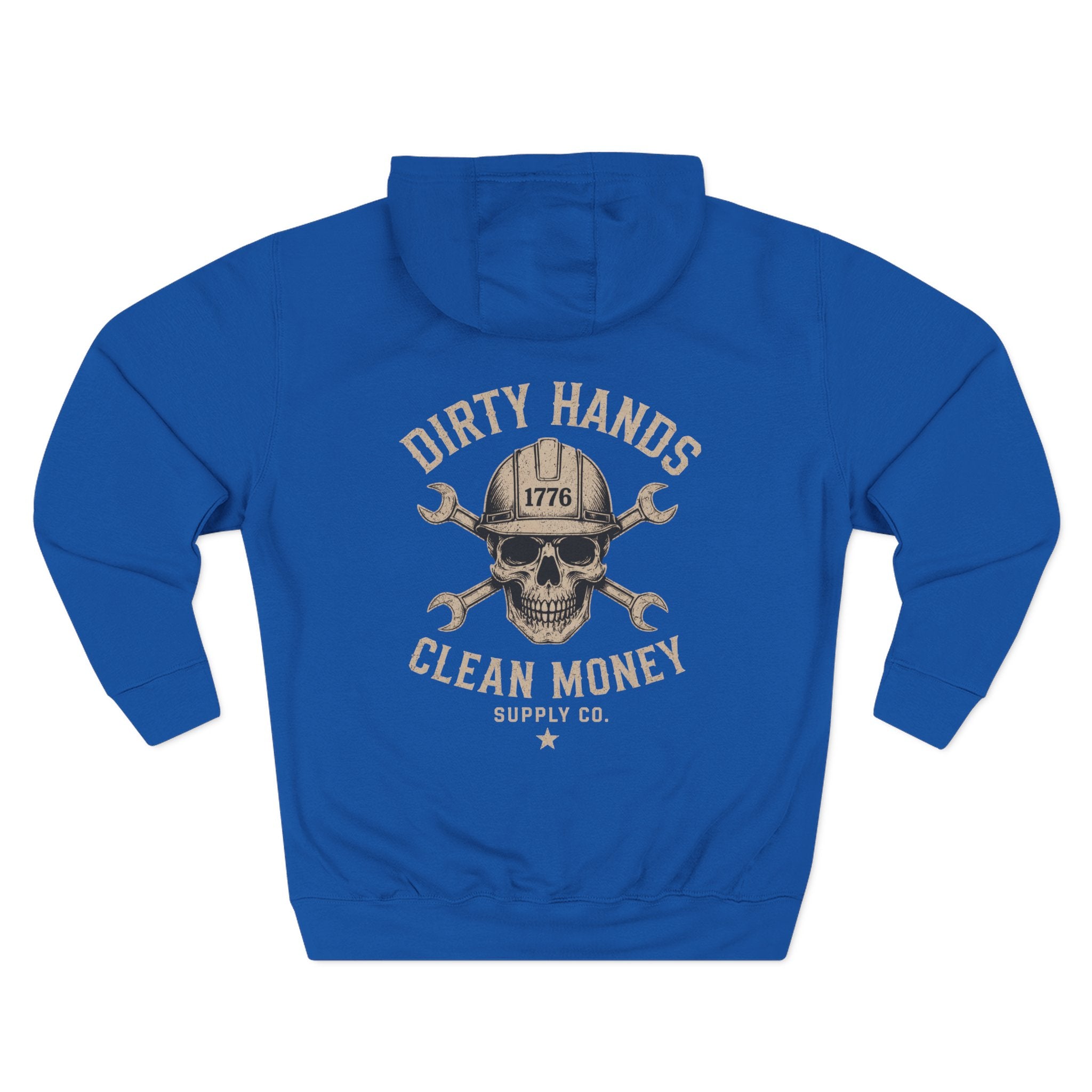 Dirty Hands Clean Money Hoodie — Vintage Skull & Wrenches Workwear Pullover
