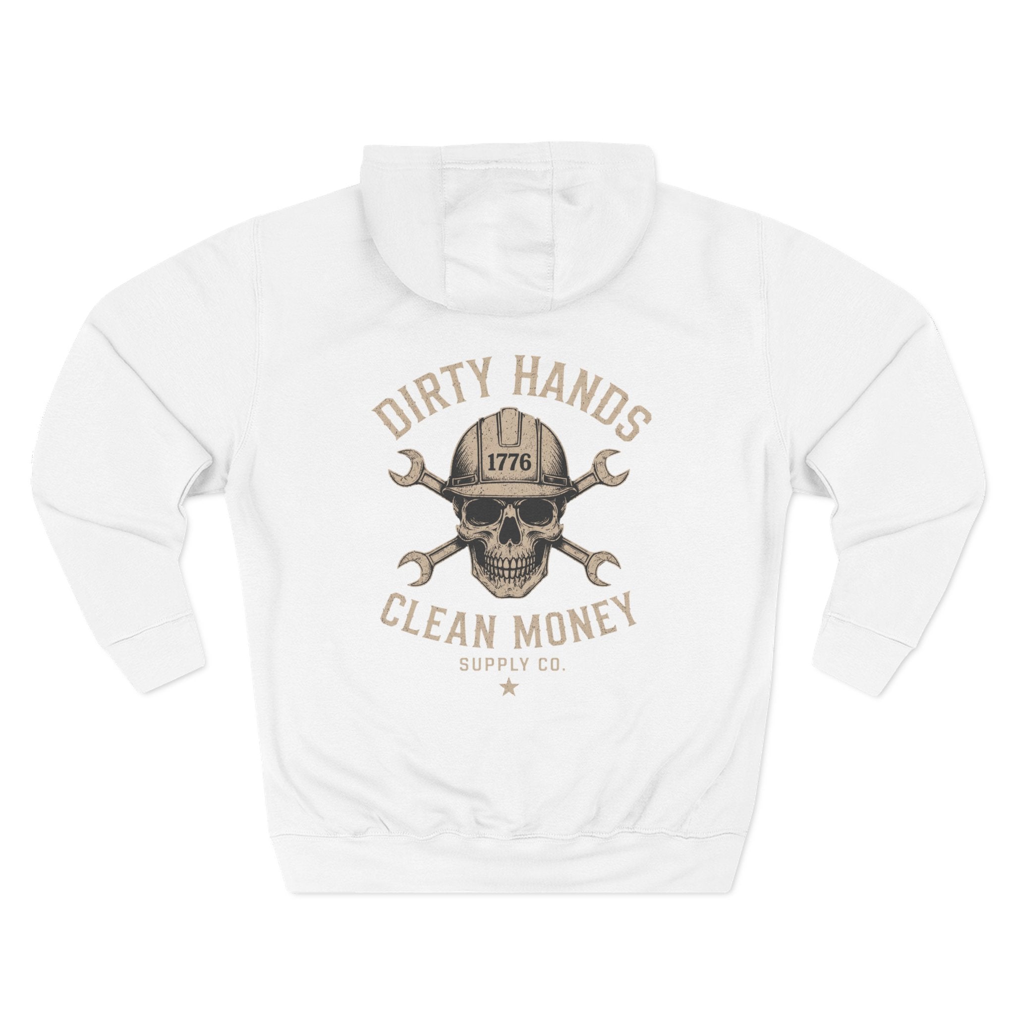 Dirty Hands Clean Money Hoodie — Vintage Skull & Wrenches Workwear Pullover